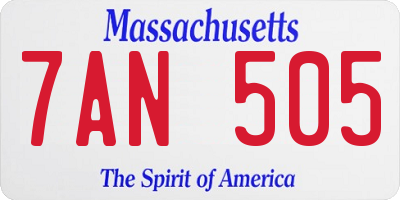 MA license plate 7AN505