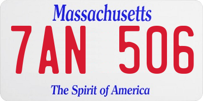 MA license plate 7AN506