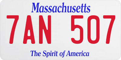 MA license plate 7AN507