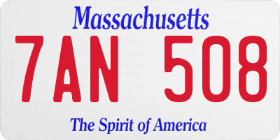 MA license plate 7AN508