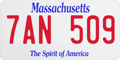MA license plate 7AN509