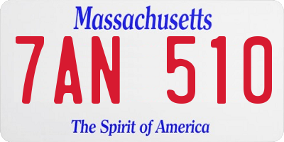MA license plate 7AN510