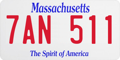 MA license plate 7AN511