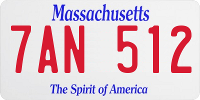 MA license plate 7AN512