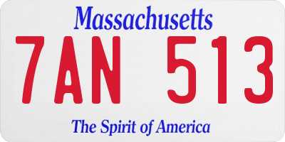 MA license plate 7AN513