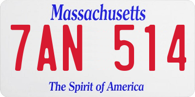 MA license plate 7AN514