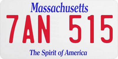 MA license plate 7AN515