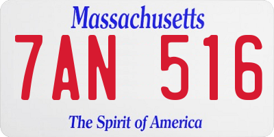 MA license plate 7AN516