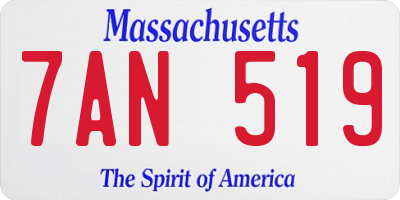 MA license plate 7AN519