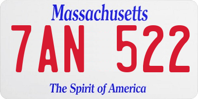MA license plate 7AN522