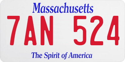 MA license plate 7AN524