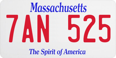 MA license plate 7AN525