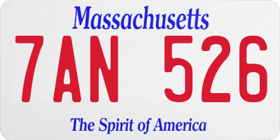 MA license plate 7AN526