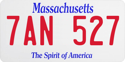 MA license plate 7AN527