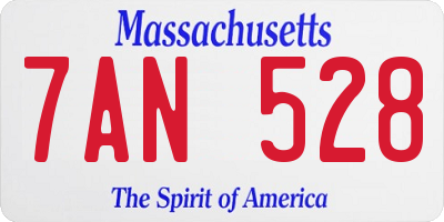 MA license plate 7AN528