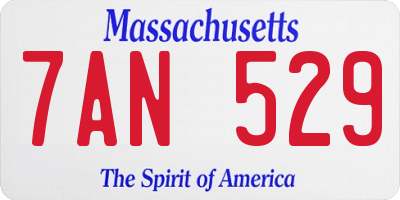 MA license plate 7AN529