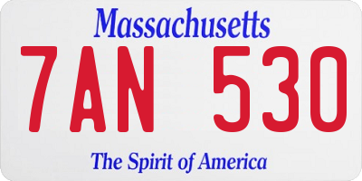 MA license plate 7AN530