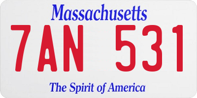 MA license plate 7AN531