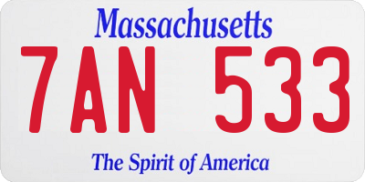 MA license plate 7AN533