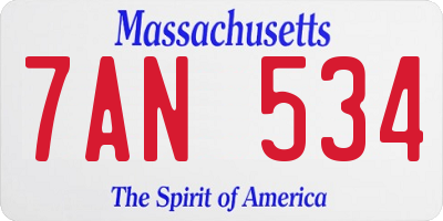 MA license plate 7AN534