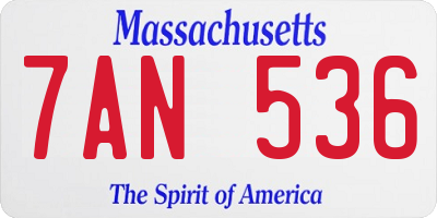 MA license plate 7AN536