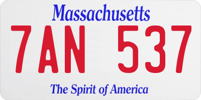 MA license plate 7AN537