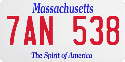 MA license plate 7AN538