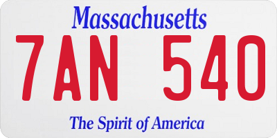 MA license plate 7AN540