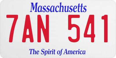 MA license plate 7AN541