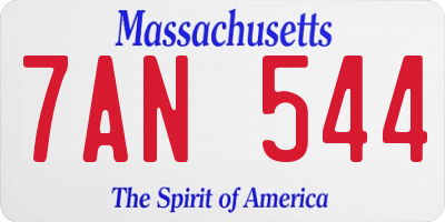 MA license plate 7AN544