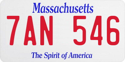 MA license plate 7AN546