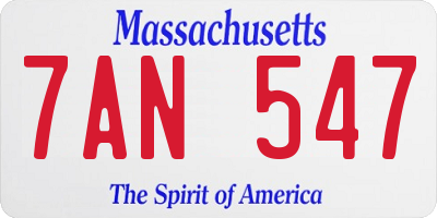 MA license plate 7AN547