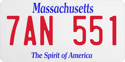 MA license plate 7AN551