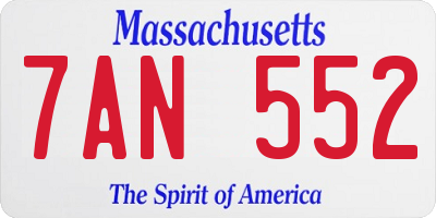 MA license plate 7AN552