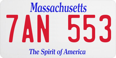 MA license plate 7AN553
