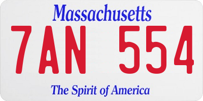 MA license plate 7AN554