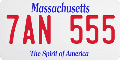 MA license plate 7AN555