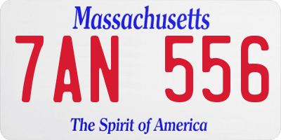 MA license plate 7AN556