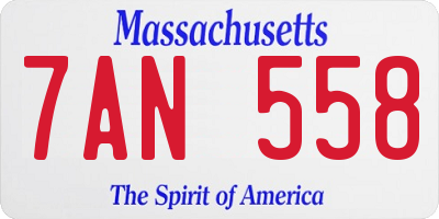 MA license plate 7AN558