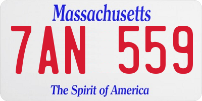 MA license plate 7AN559