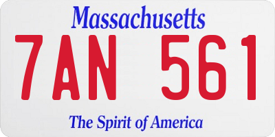 MA license plate 7AN561