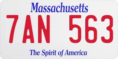 MA license plate 7AN563