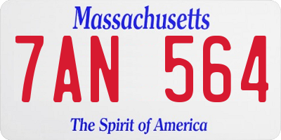 MA license plate 7AN564