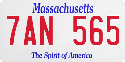 MA license plate 7AN565