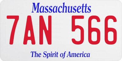 MA license plate 7AN566