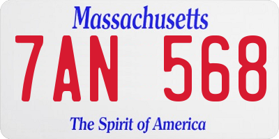 MA license plate 7AN568