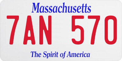 MA license plate 7AN570