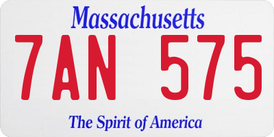 MA license plate 7AN575