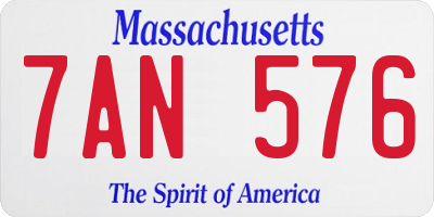 MA license plate 7AN576