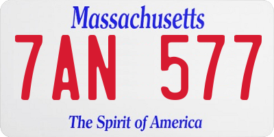 MA license plate 7AN577